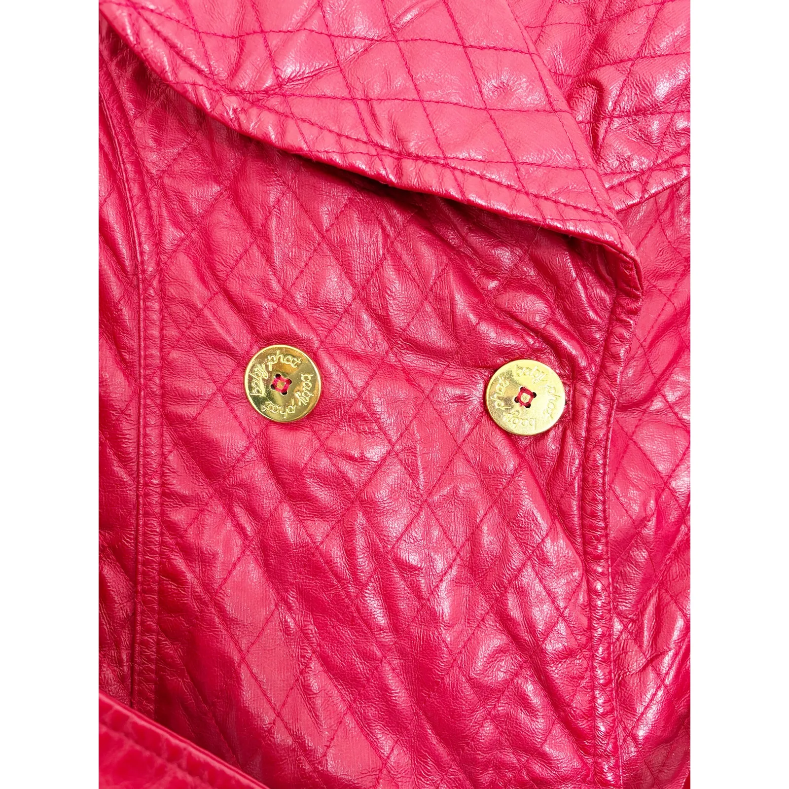 Vintage Baby Phat Red Puffer Trench Size Large Coat Double Breasted Y2K 2000s - Image 7