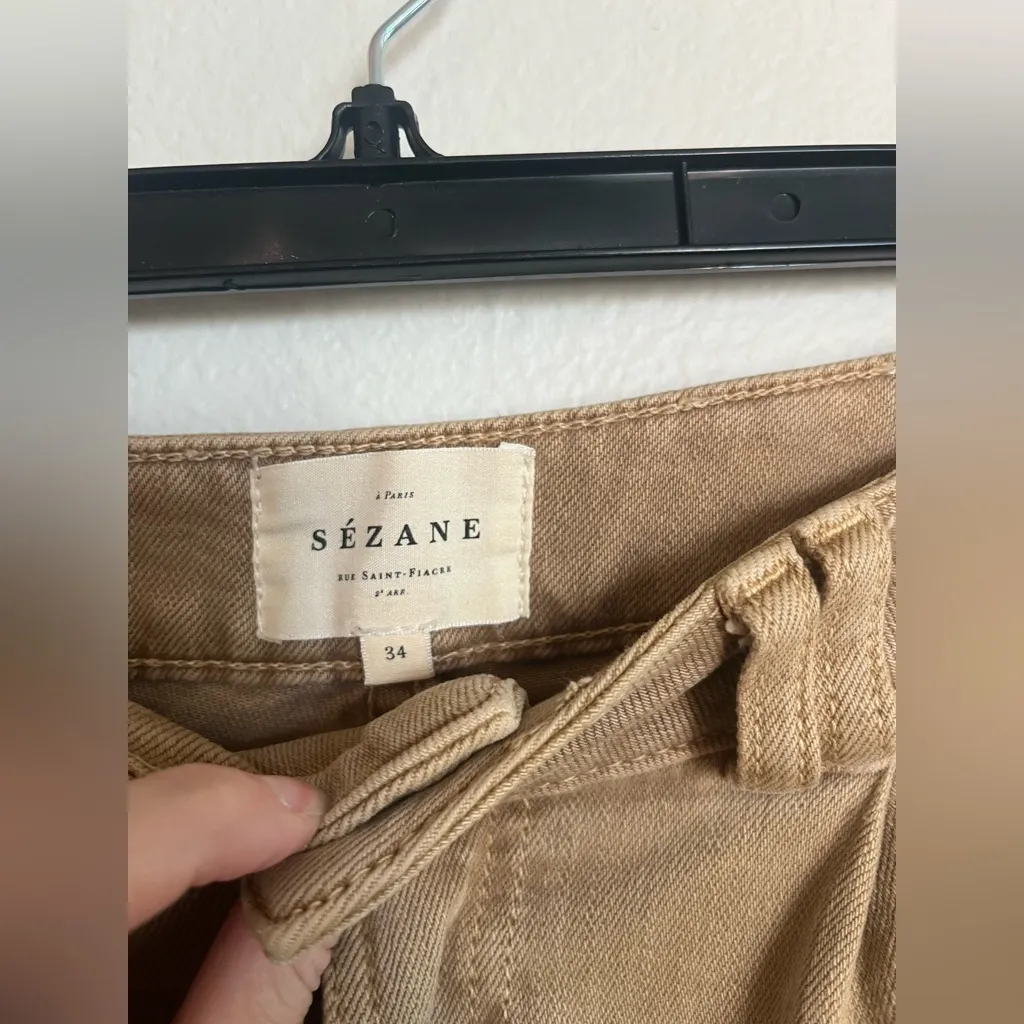 Sezane Pantalon Manu Jeans Cuffed Pants Beige Tan 34/2 - Image 10