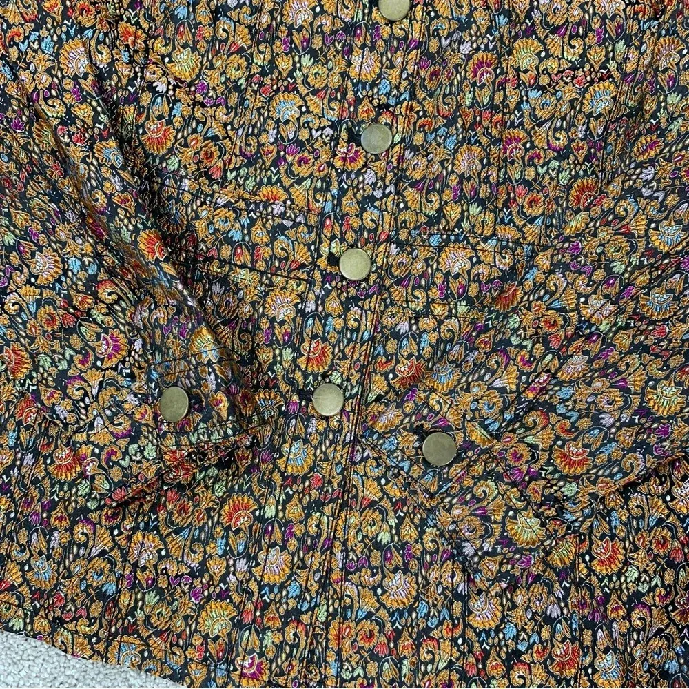 Coldwater Creek Tapestry Multicolor Brocade Jacquard Button Front Top Jacket M - Image 12