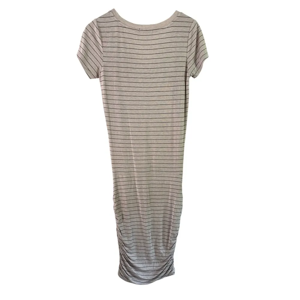 Prana Striped T-Shirt Dress Casual V-Neck Short Sleeve Comfortable XS - Image 6