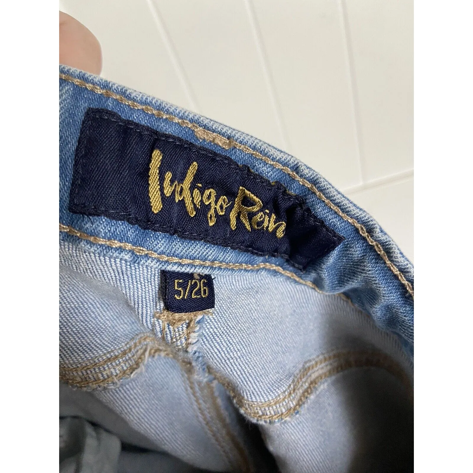 Indigo Rein Womens Jeans Size 5 26 Blue Denim Light‎ Wash Distressed Boot Cut - Image 6