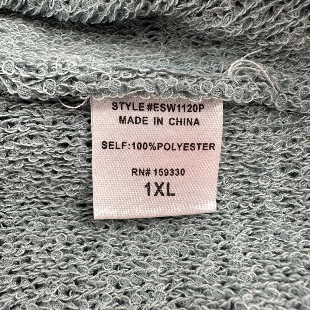 Heyson Oversized Knit Button Hooded Sweater size 1X Short Sleeves Cardigan NWT Green - Image 10