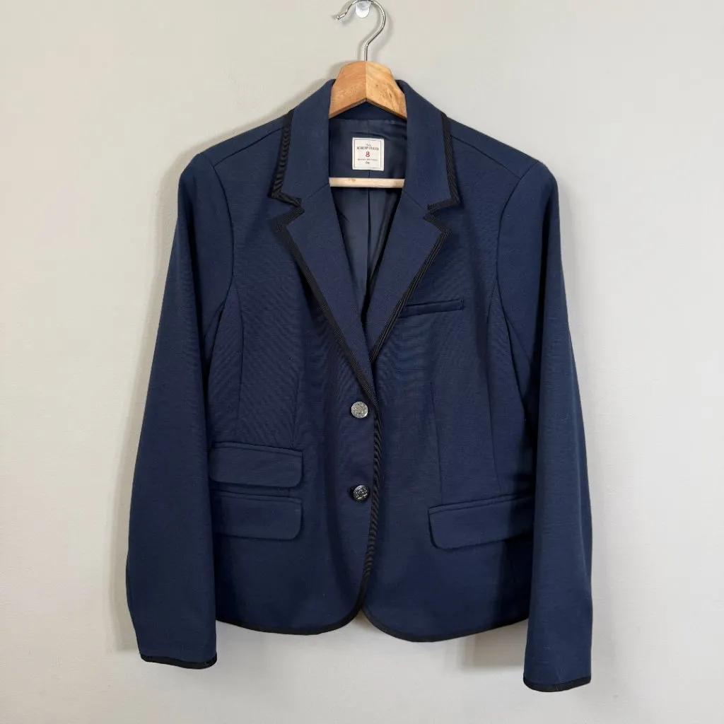 Gap The Academy Ponte Blazer Jacket Women's 8 Navy Blue Black Trim Career Formal - Image 3