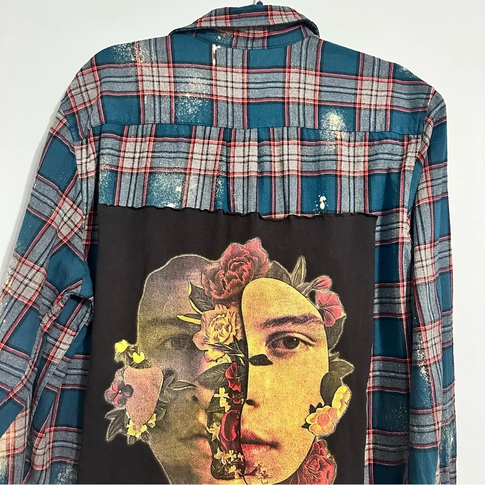 Handmade Custom Shawn Mendes Bleached Flannel Patch Back Unisex Medium / Large - Image 2