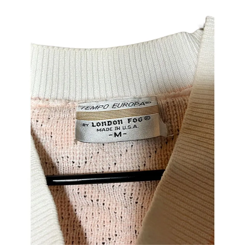 Vintage Tempo Europa By‎ London Fog Pink White Sweater Size Medium - Image 6