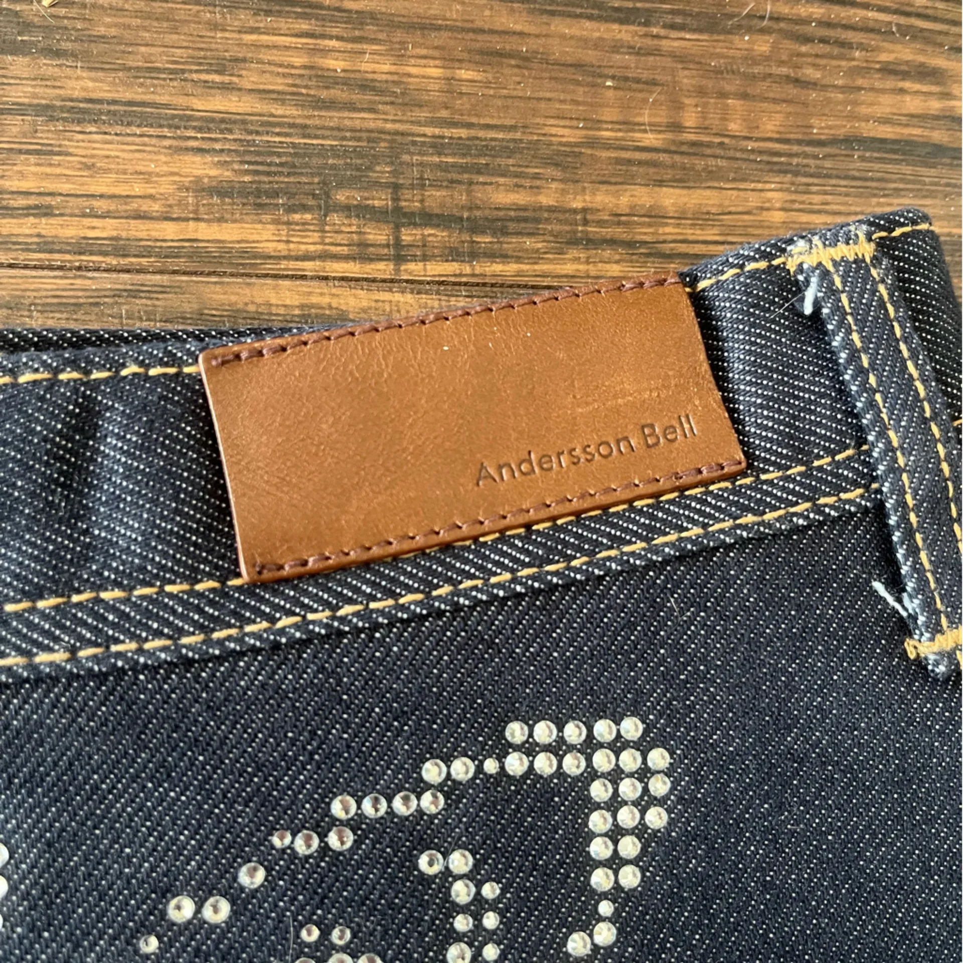 Andersson Bell Denim Camo Bedazzled Y2K Micro Mini Skirt Blue Green Size 27 - Image 7