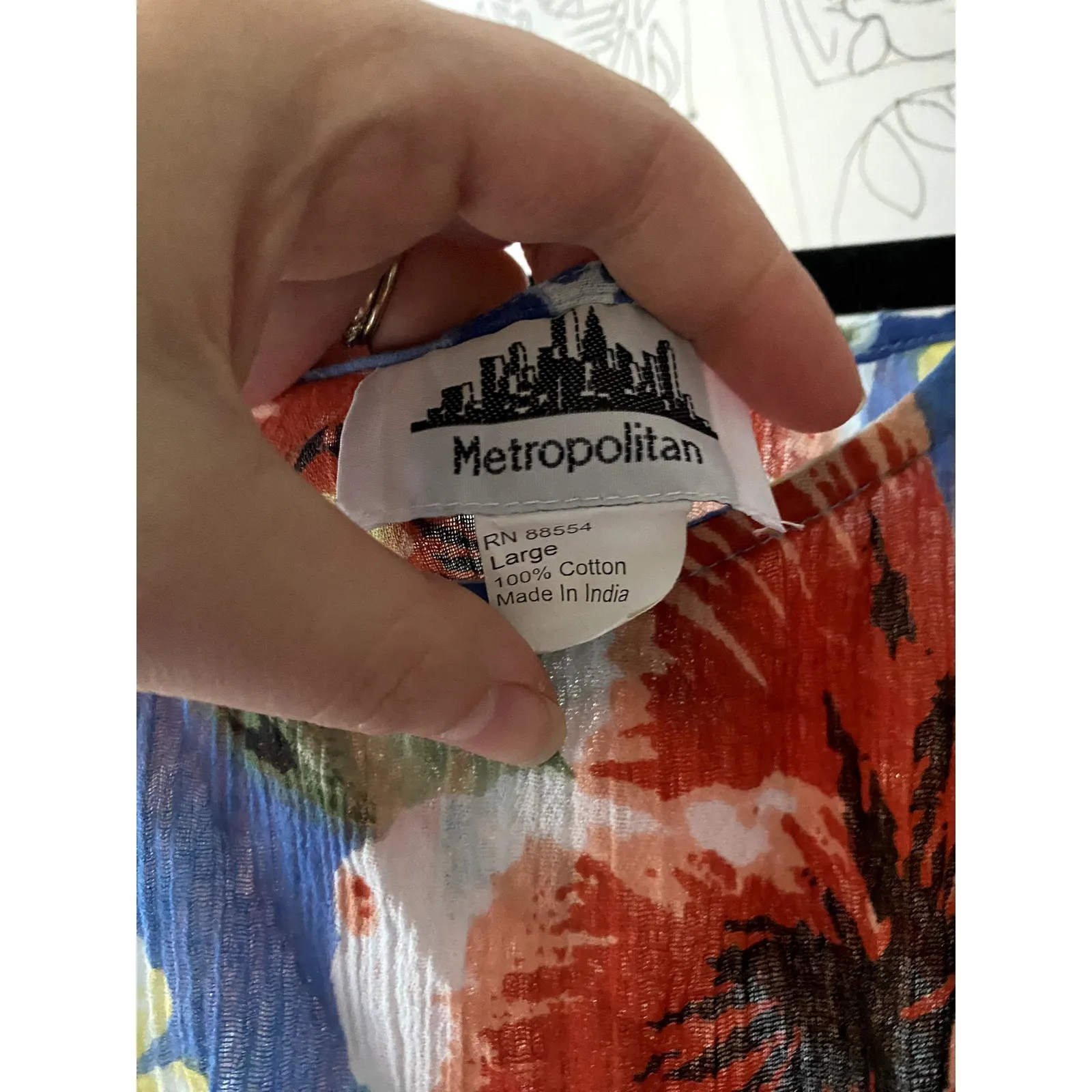 Vintage Floral Cotton Blue Maxi Dress Large Island Girl Flowy Sheer Tiered Femme - Image 2