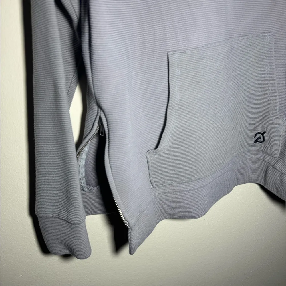 PELOTON Ribbed Side Zipper Pullover Hoodie Ottoman Grey Size Small - Image 6