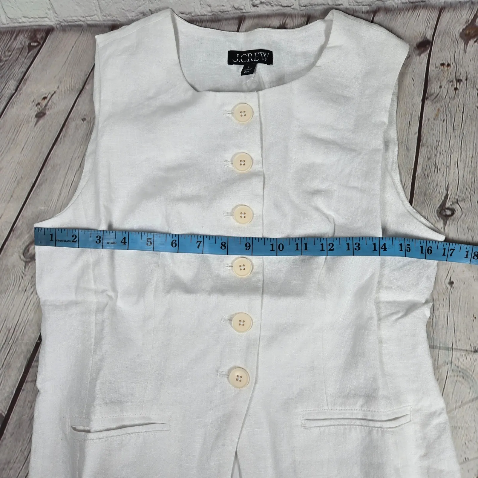 J. Crew Cutaway vest top in linen White CI544 2 NWT Career Sleeveless - Image 6