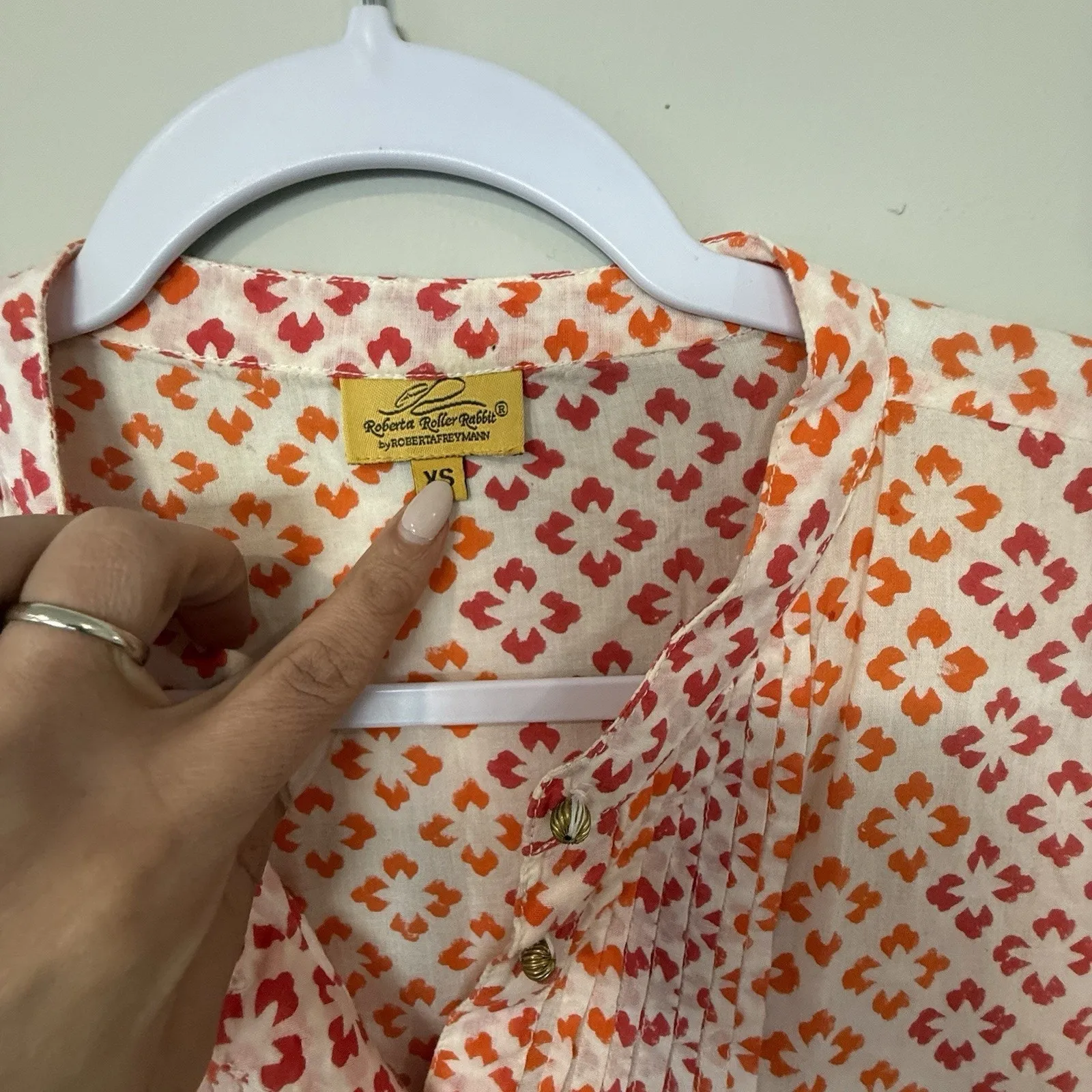 Roller Rabbit Women Tunic Blouse Cotton 3/4 Sleeve Size XS 2370 - Image 7