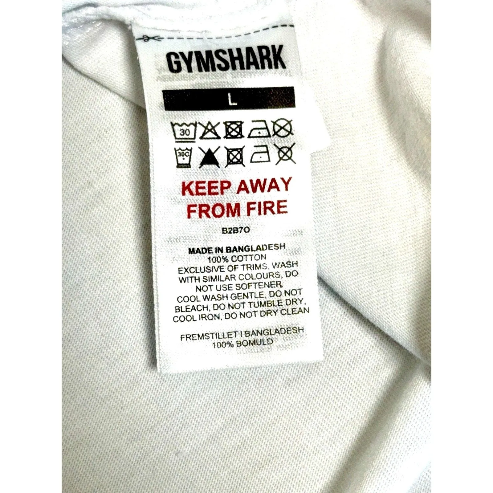 Gymshark Graphic Long Sleeve T Shirt White 100% Cotton Weightlifting Print Large - Image 6