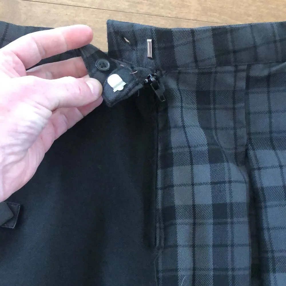 Hot Topic Black & Grey Plaid Buckle Asymmetrical Pleated Skirt size large - Image 6