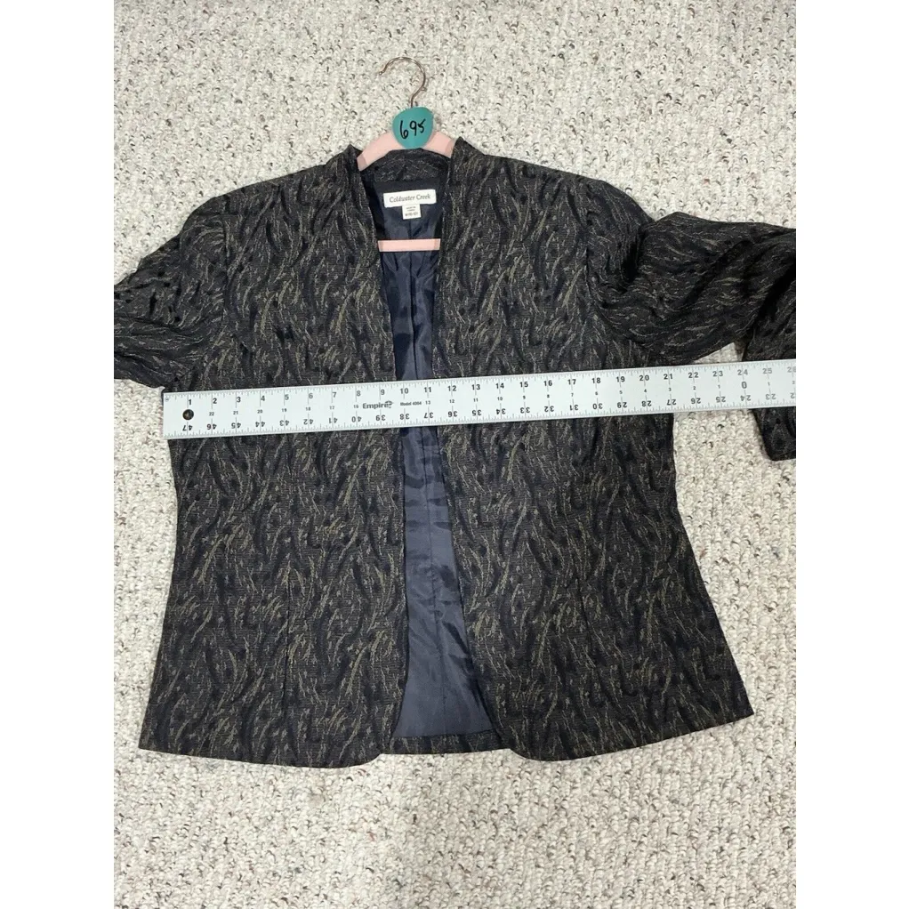 Woman’s Cold water Creek Size Medium Open Front Blue Gold Lined Blazer - Image 5