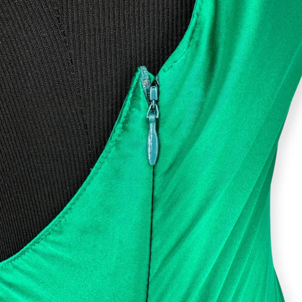 Amanda Uprichard | Large | 100% Silk Green Cowl Neck High-Leg Slit Samba Gown - Image 8