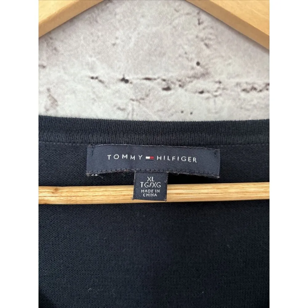 Tommy Hilfiger Blue Burgundy Snowflake Women’s Sweater Cotton XL - Image 2