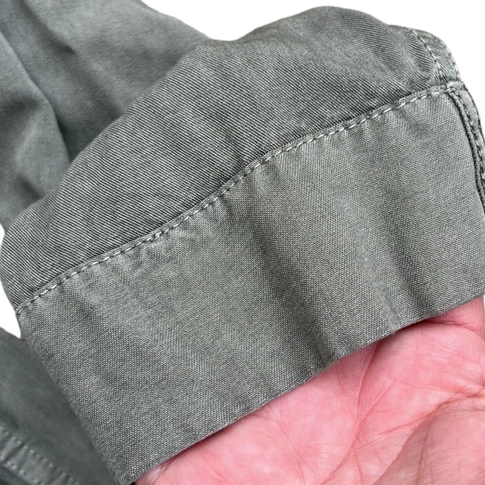 EUC AMO Tiered Ruffle Back Army Shirt Jacket Size Small Green - Image 6