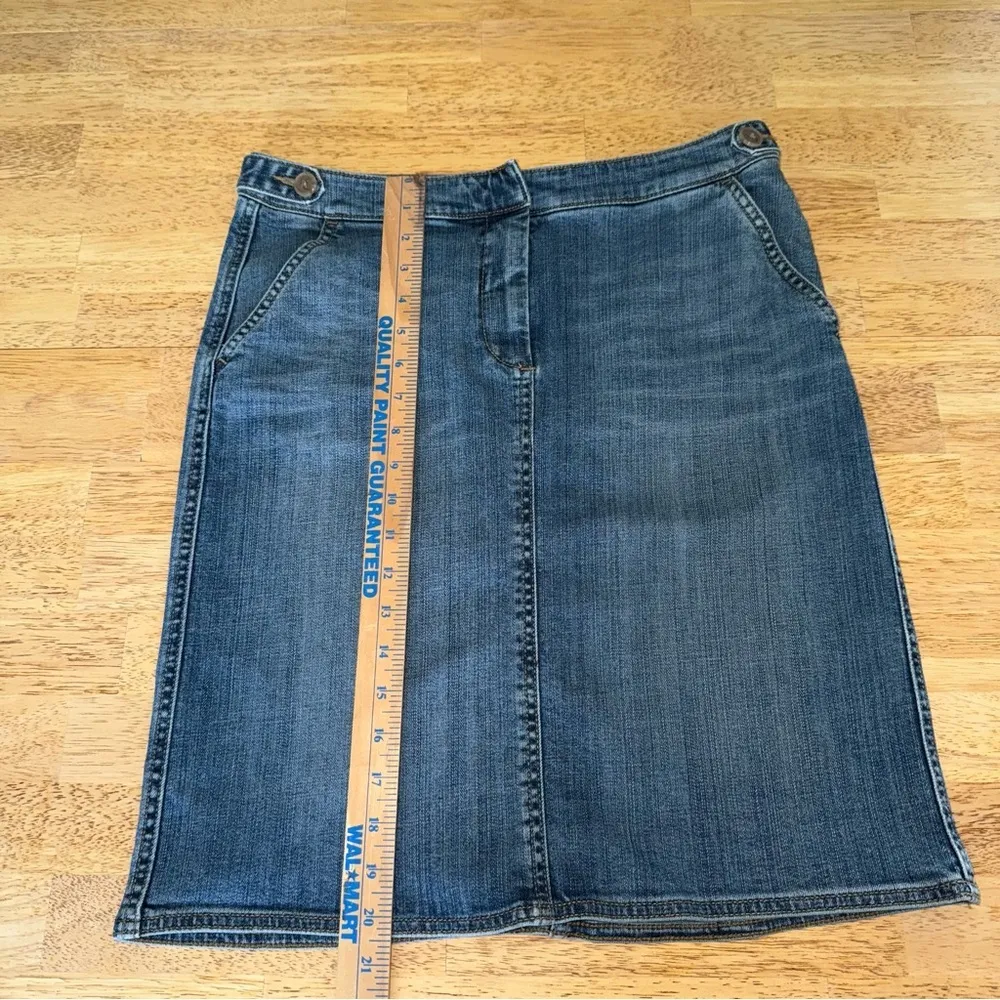 Lands' End Premium Denim Blue Pencil Skirt‎ Knee-Length Casual size 8 pockets - Image 2