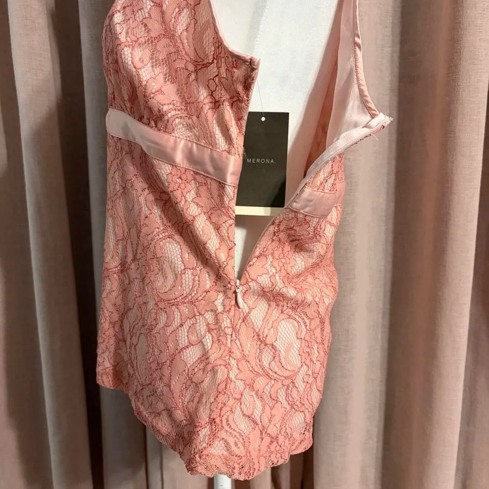 Pink lace babydoll top sleeveless top - Image 3