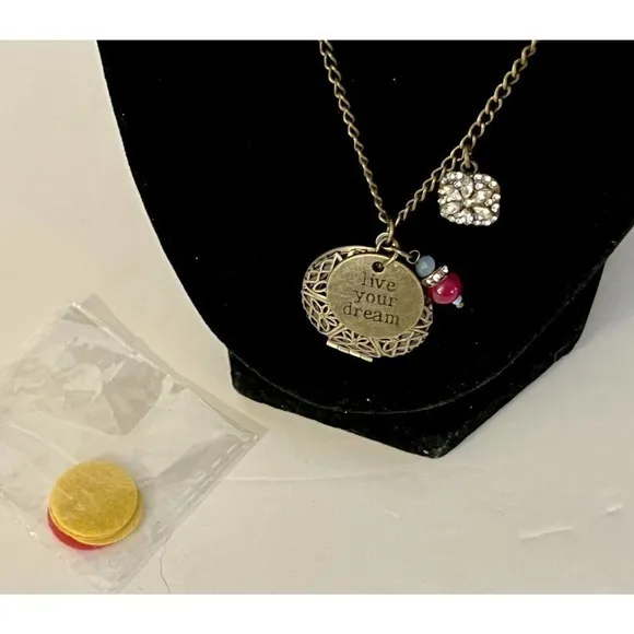 Vintage Bronze Tone ‘Live Your Dream’ Charms Pendant‎ Necklace Handmade NEW Brown - Image 4