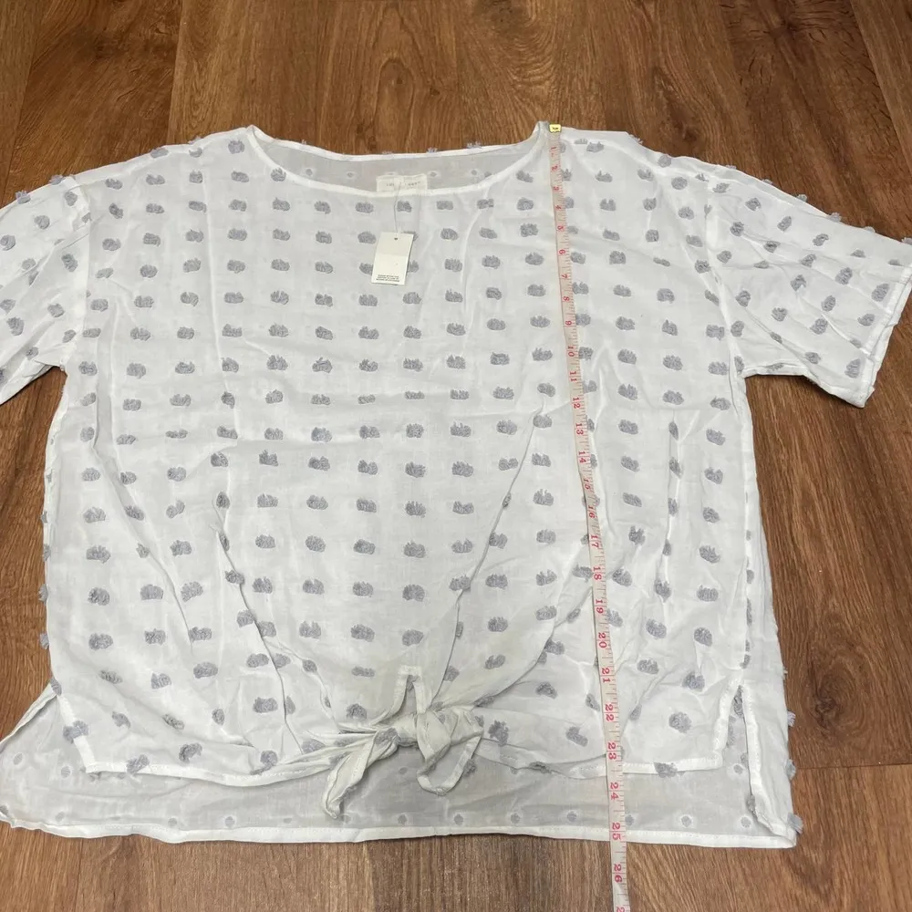 Lou & Grey Ann Taylor LOFT White Knot Short Sleeve Textured Blouse Size Medium - Image 8