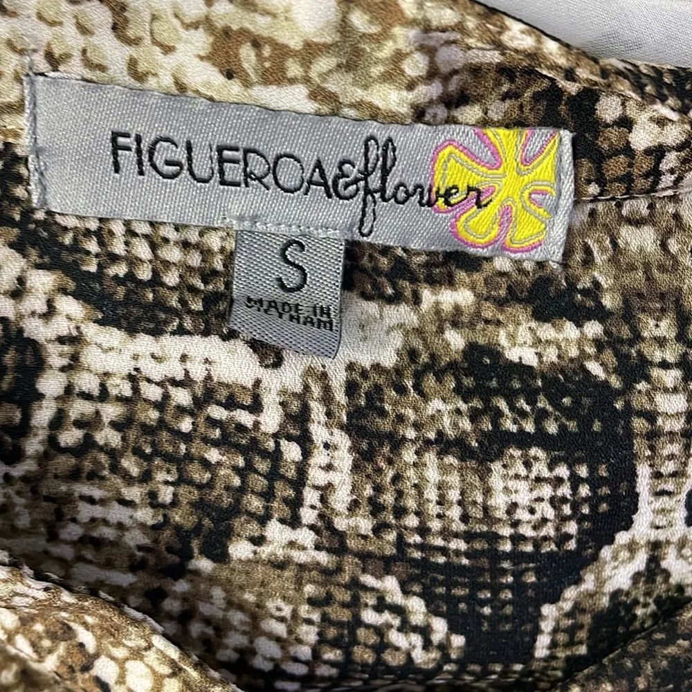 Figueroa & Flower Snake Paisley Print Mix Media Button Down Blouse Black - Image 6