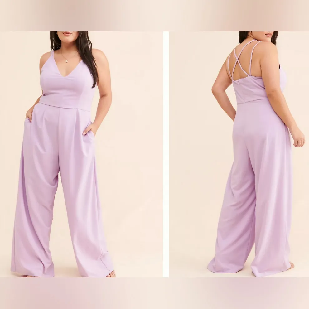 Hutch Anthropologie $198 Purple Lavender Pastel Tank Jumpsuit Wide Leg Spring - Image 3