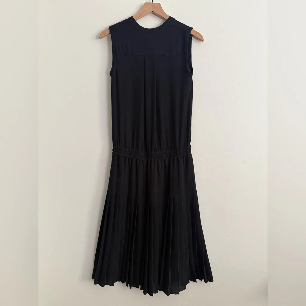 Vince Black Midi Tiered Pleated Sleeveless Tent Dress Size XXS / 00 - Image 6