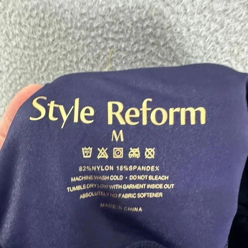 style reform leggings womens medium‎ blue irradescent crochet ruched cropped nwt - Image 11