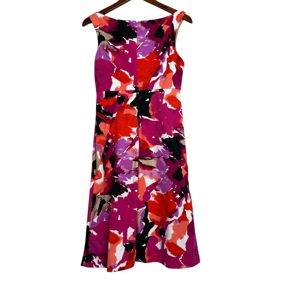 Trina Turk Robles Watercolor Art Sleeveless Halter Style Mini Dress 2 Pink Black - Image 6