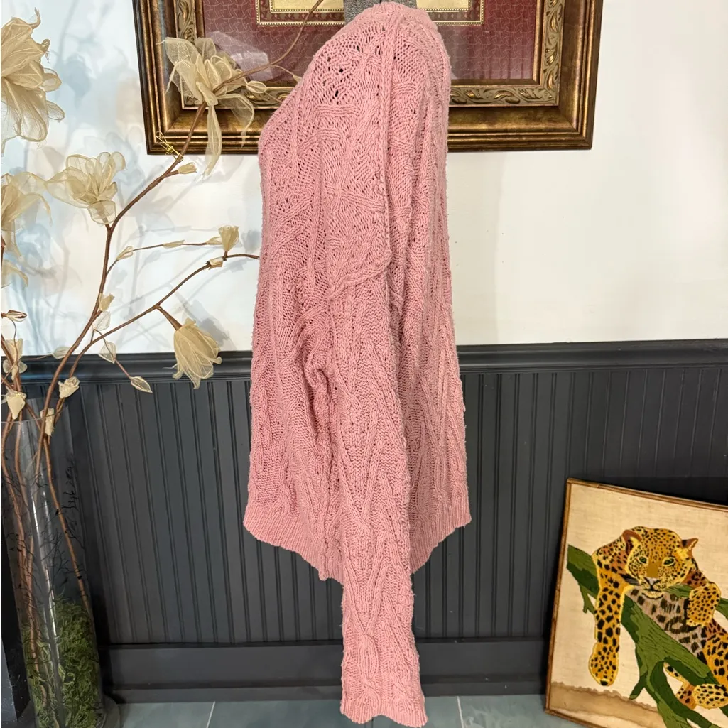 Free People Isla Cable Knit Oversized Stitch Tunic Sweater ~ Size Large 💛🍄 - Image 3