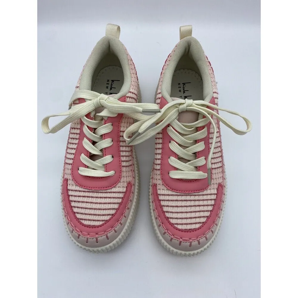 Nicole Miller NEW  New York Brita Woven Platform Shoes White Pink Women’s 7.5 - Image 2