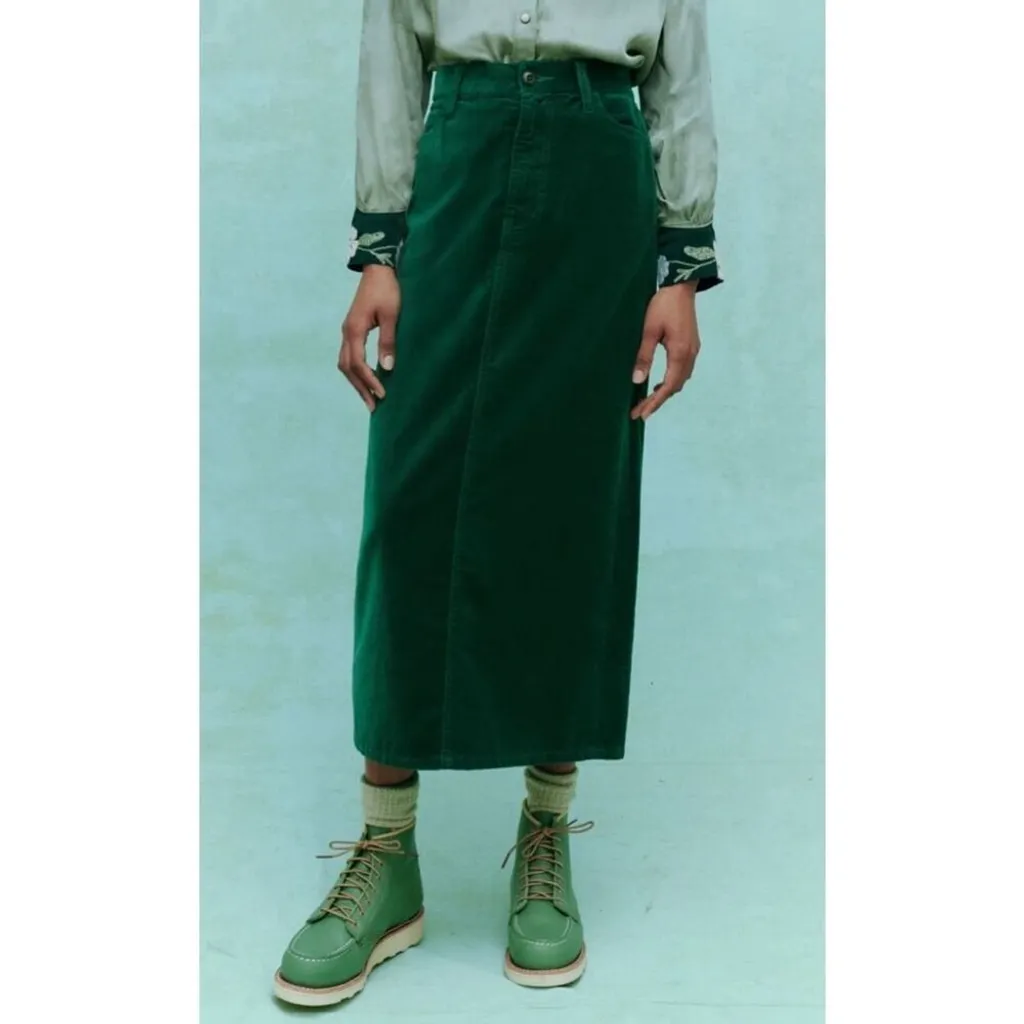 THE GREAT Emerald Green Column MIDI MAXI Skirt 26 - Image 9