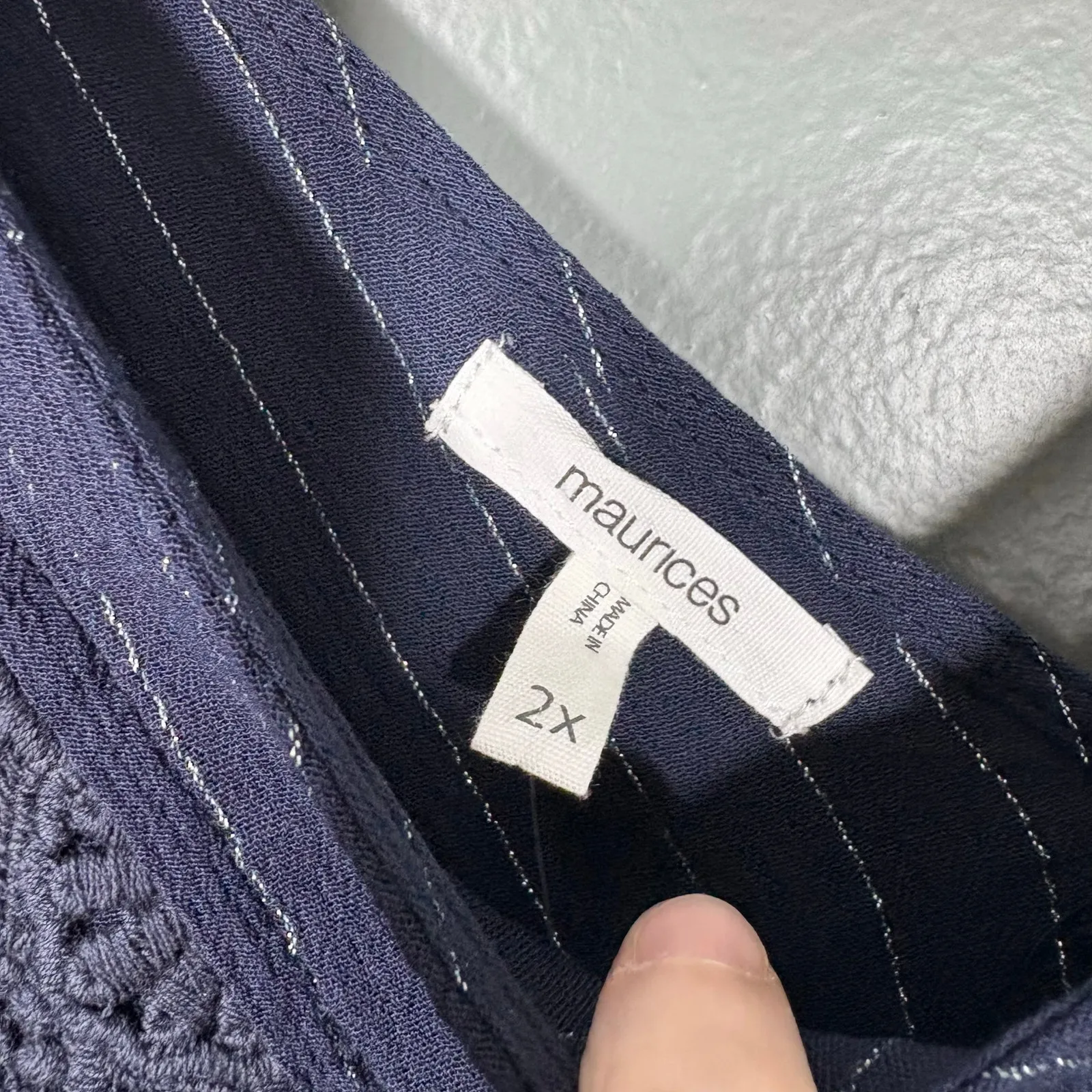 Maurices Blue & Metallic Silver Boho Fairy Babydoll Top - 2X - Women's Plus Size - Image 5