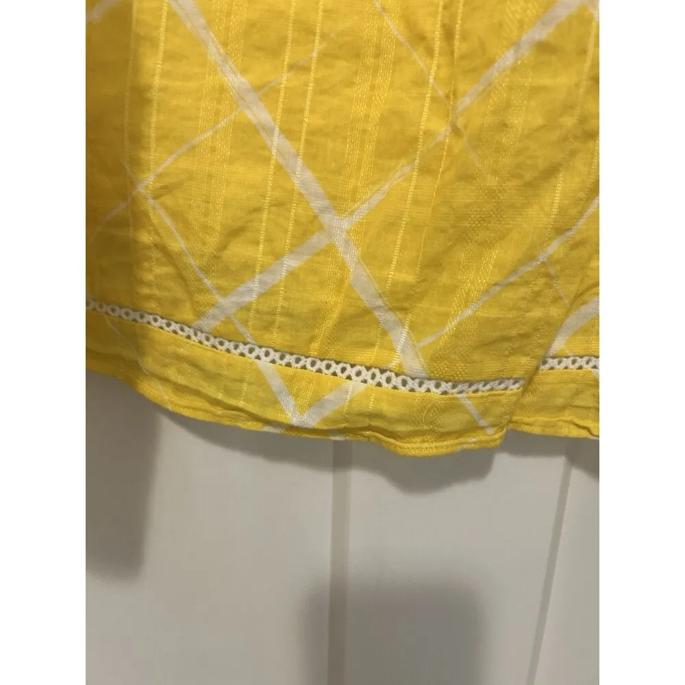 Crown & Ivy Yellow & White Check Babydoll Style Sleeveless Top Tank Size Large - Image 6