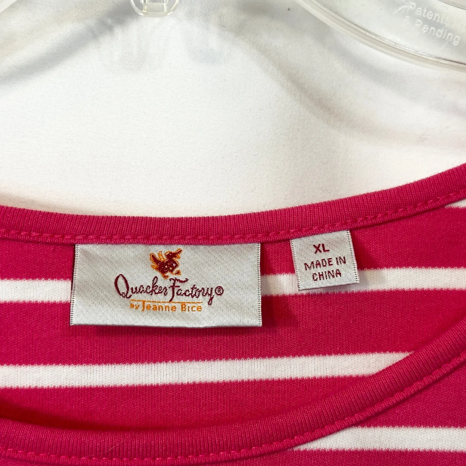 Quackey Factory XL Top Pink White Striped Long Sleeve‎ Dog Paw Heart Sequin 325 - Image 3