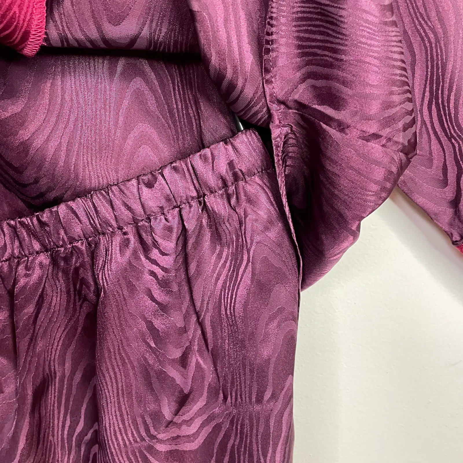 Vintage Suzanne Somers Loungewear Satin Pajamas Pajama Set Purple womens L New Size L - Image 5