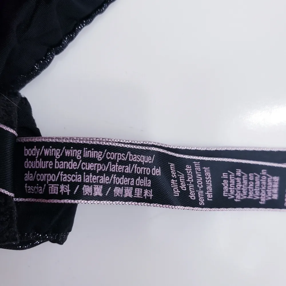 Victoria's Secret Metallic Black Glitter Uplift Semi Demi Bra - Image 8