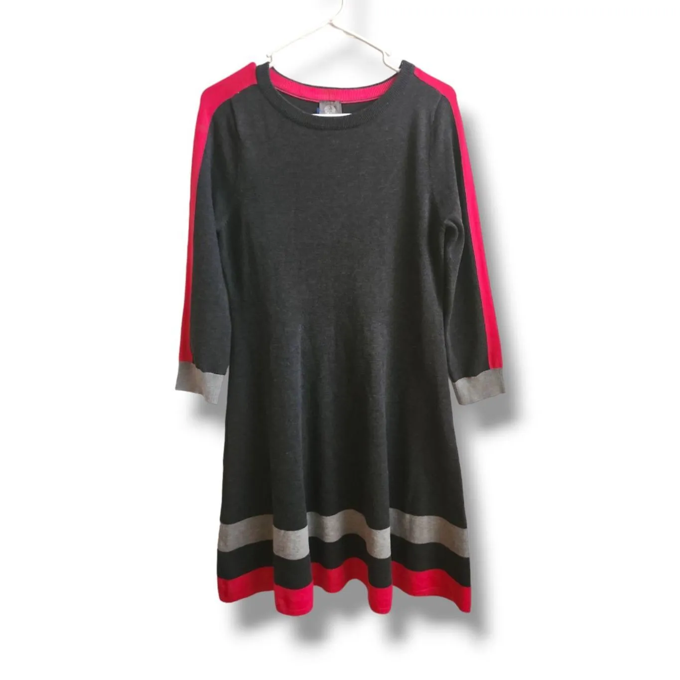 Vince Camuto Womens Soft Striped Long Sleeve Pullover‎ Sweater Dress sz M Preppy - Image 2