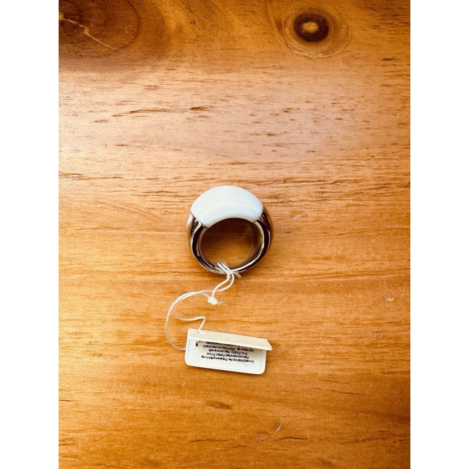 Calvin Klein Ellipse‎ White Tinted Glass Dome & Stainless Steel Ring Size 7 NWT - Image 5