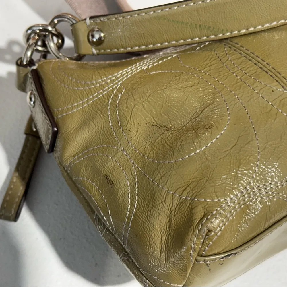 Auth Coach F1126-F15141 Handbag Enamel Green 2 Way Handle - Image 6