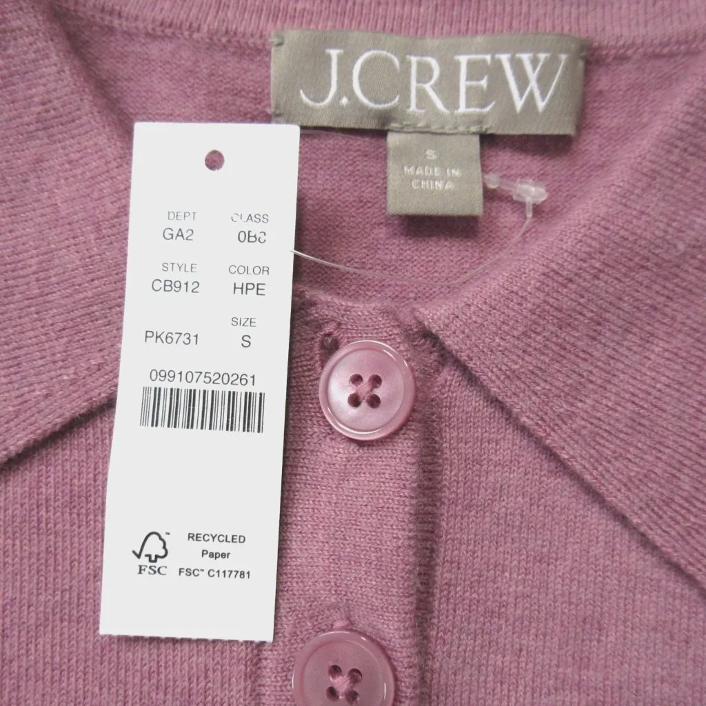 NWT J.Crew Featherweight Cashmere-blend Polo Shirt in Heather Petunia Sweater S - Image 4