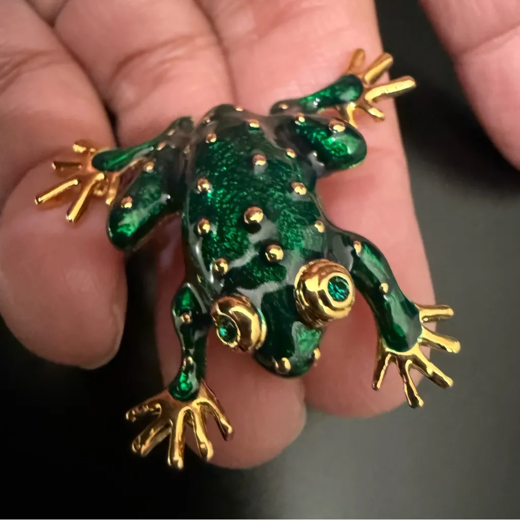 Vintage GIOVANNI Enameled Green Frog Gold - Image 10