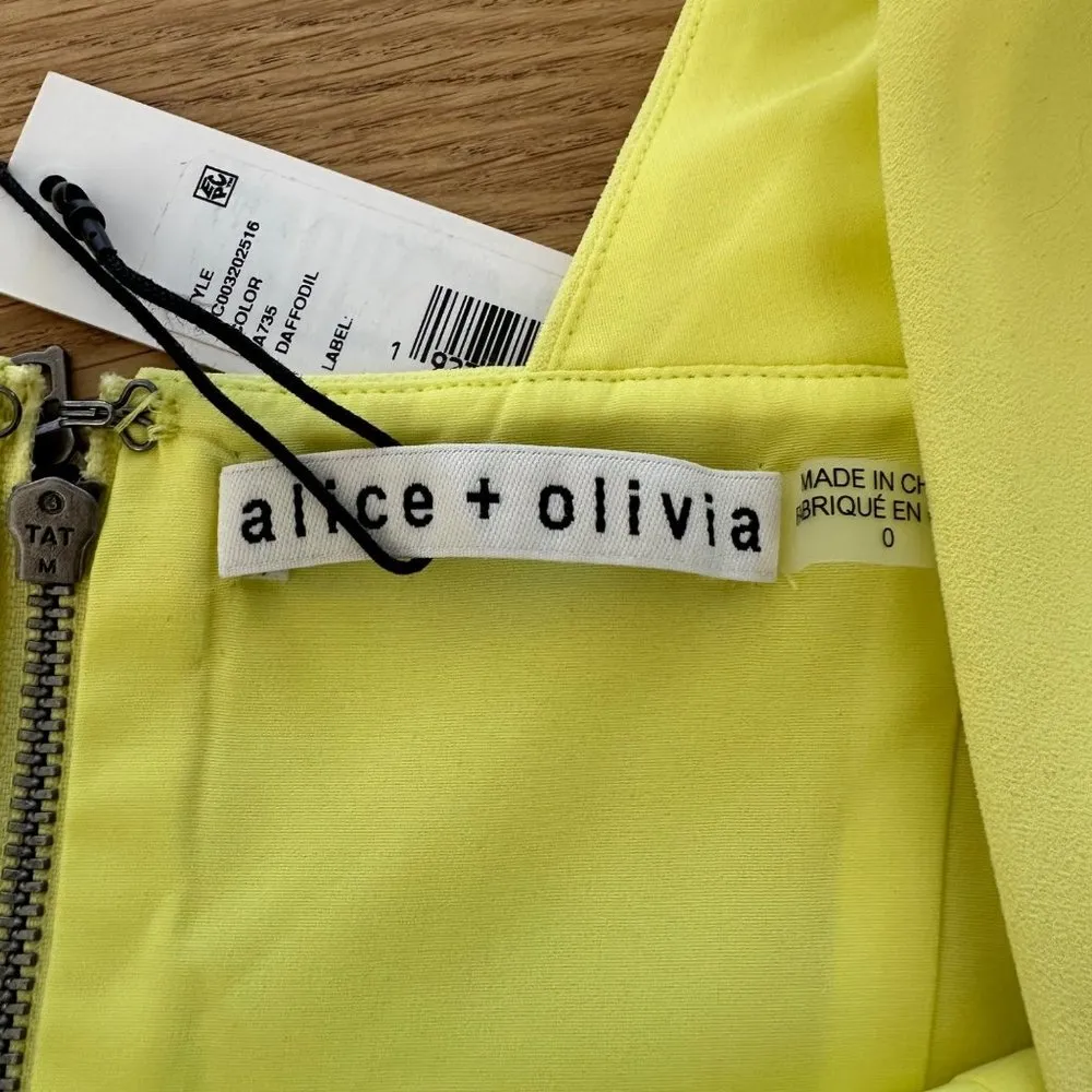 ALICE + OLIVIA Brinda Pleated Sleeve Mini Dress in Yellow - Image 4