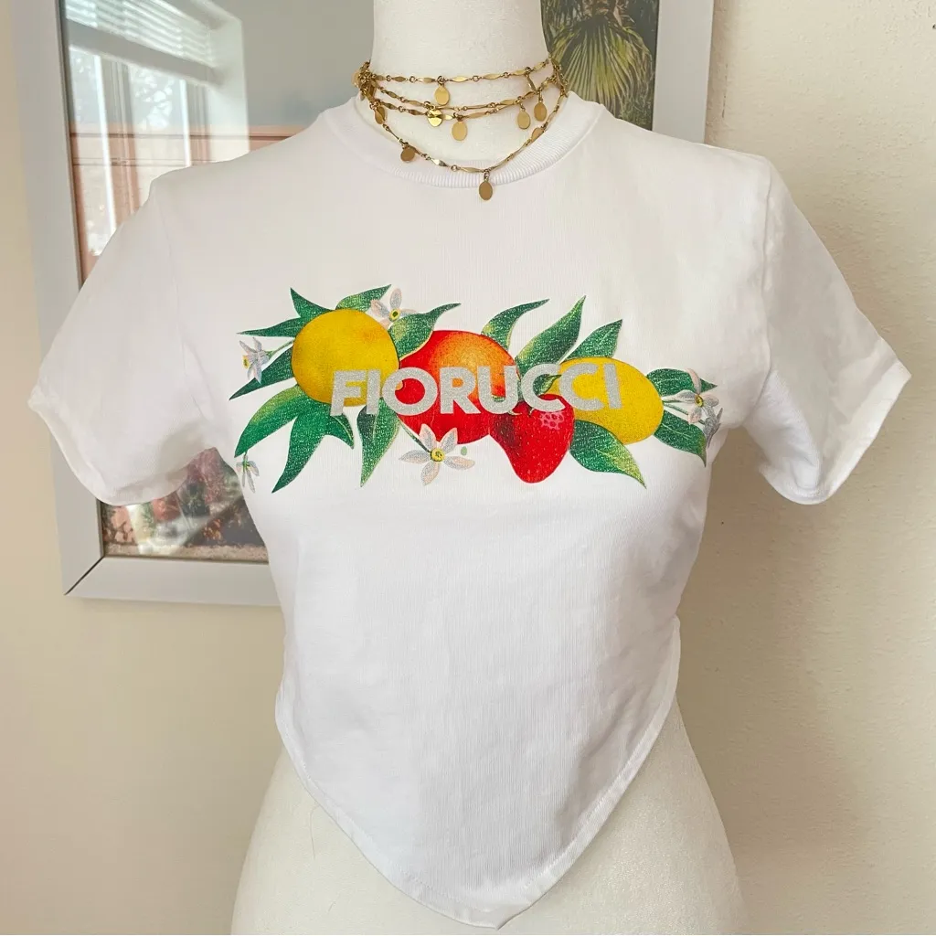 Fiorucci Fruit Logo Cropped Short Sleeve Tee in Size Small - Image 3