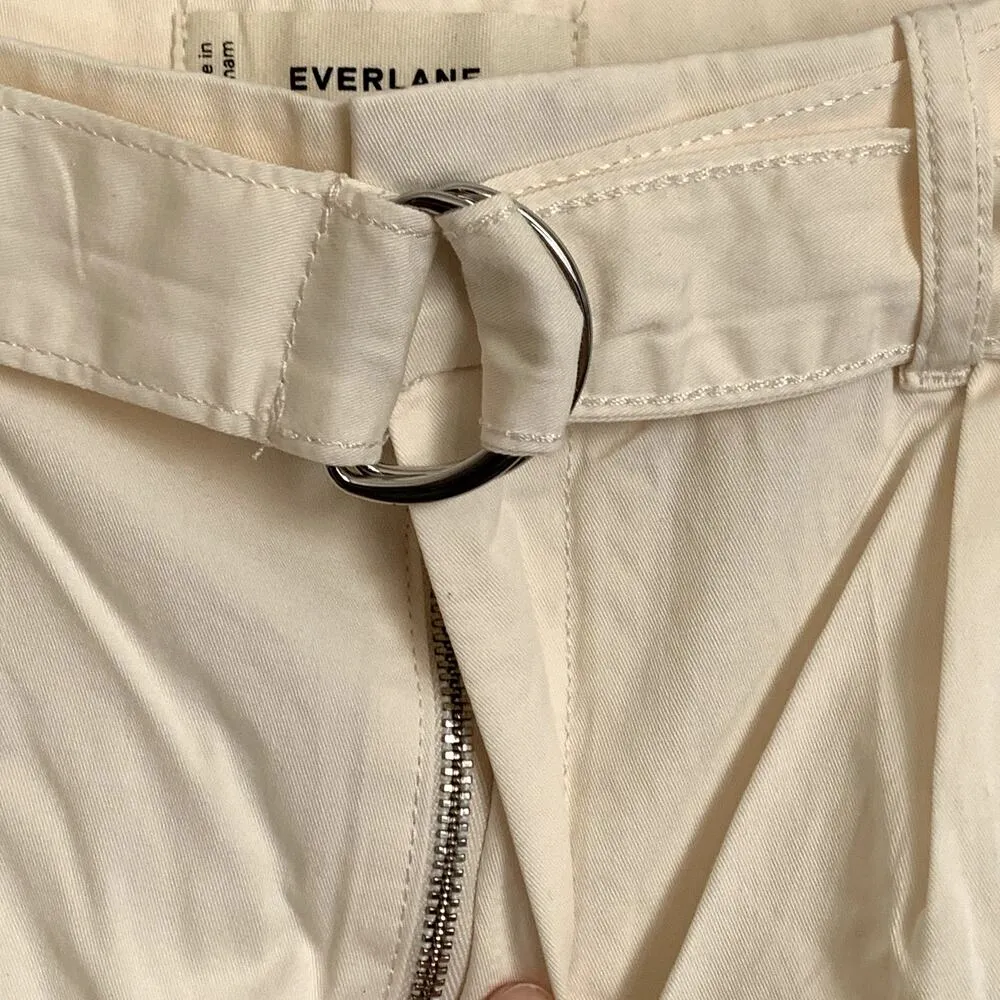 NEW Everlane The Pleated Wide-Leg Chino in Bone White Belted - Image 8