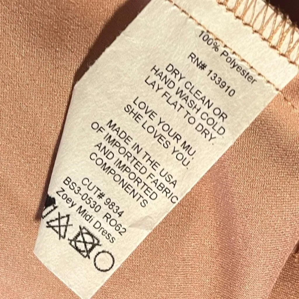 Show Me Your Mumu Zoey Midi Wedding‎ Guest Bridesmaid Dress Copper Luxe Satin M - Image 11