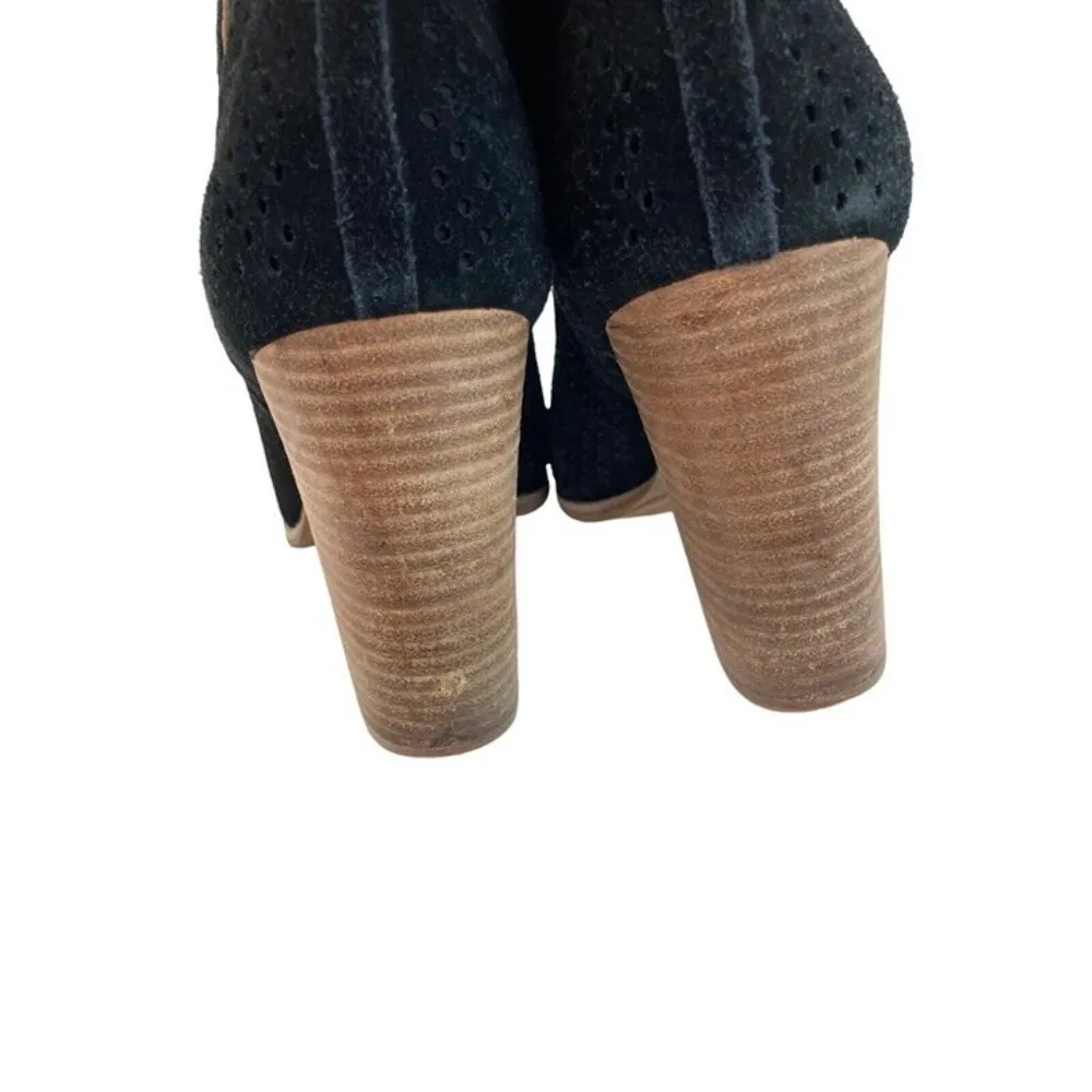 *Lucky Brand Larise Black Suede Leather Ankle Booties Womens US 10 Laser Cut - Image 7