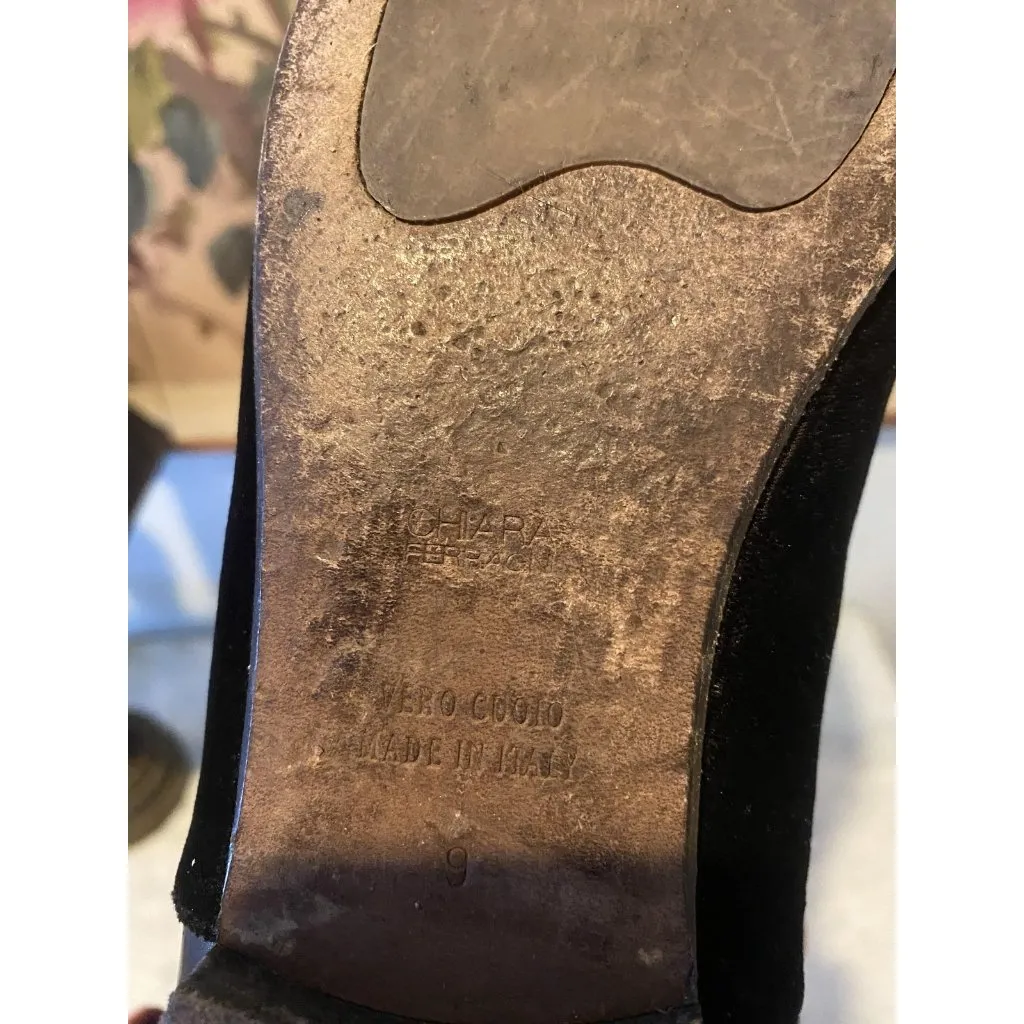 Chiara Ferragni Boots Womens Size 9 Black Leather Suede Fringe Chain Ankle Flat - Image 7