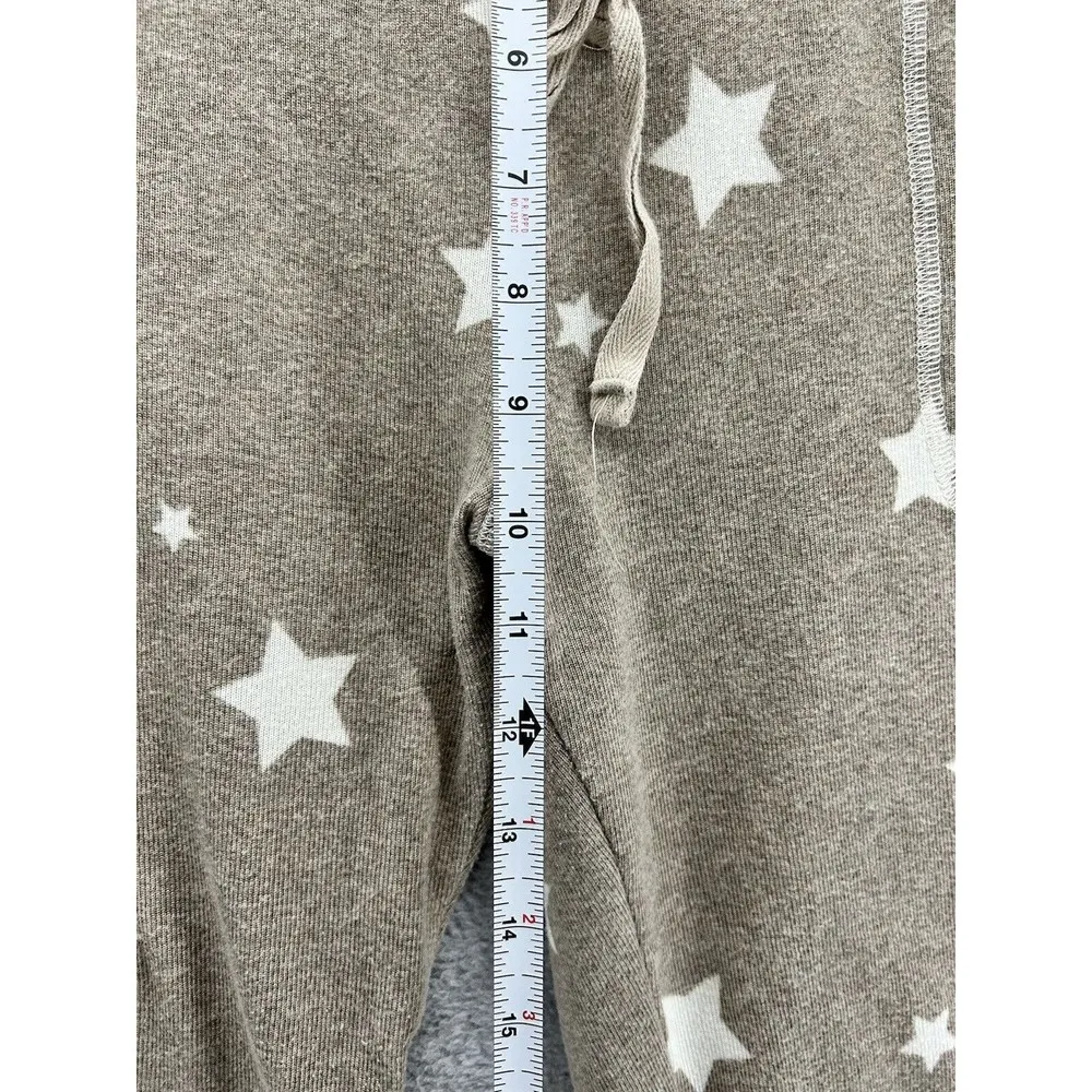 Live Love Lounge Women's Pajama Pants Beige Brown Stars Size Large Ankle Pockets - Image 11