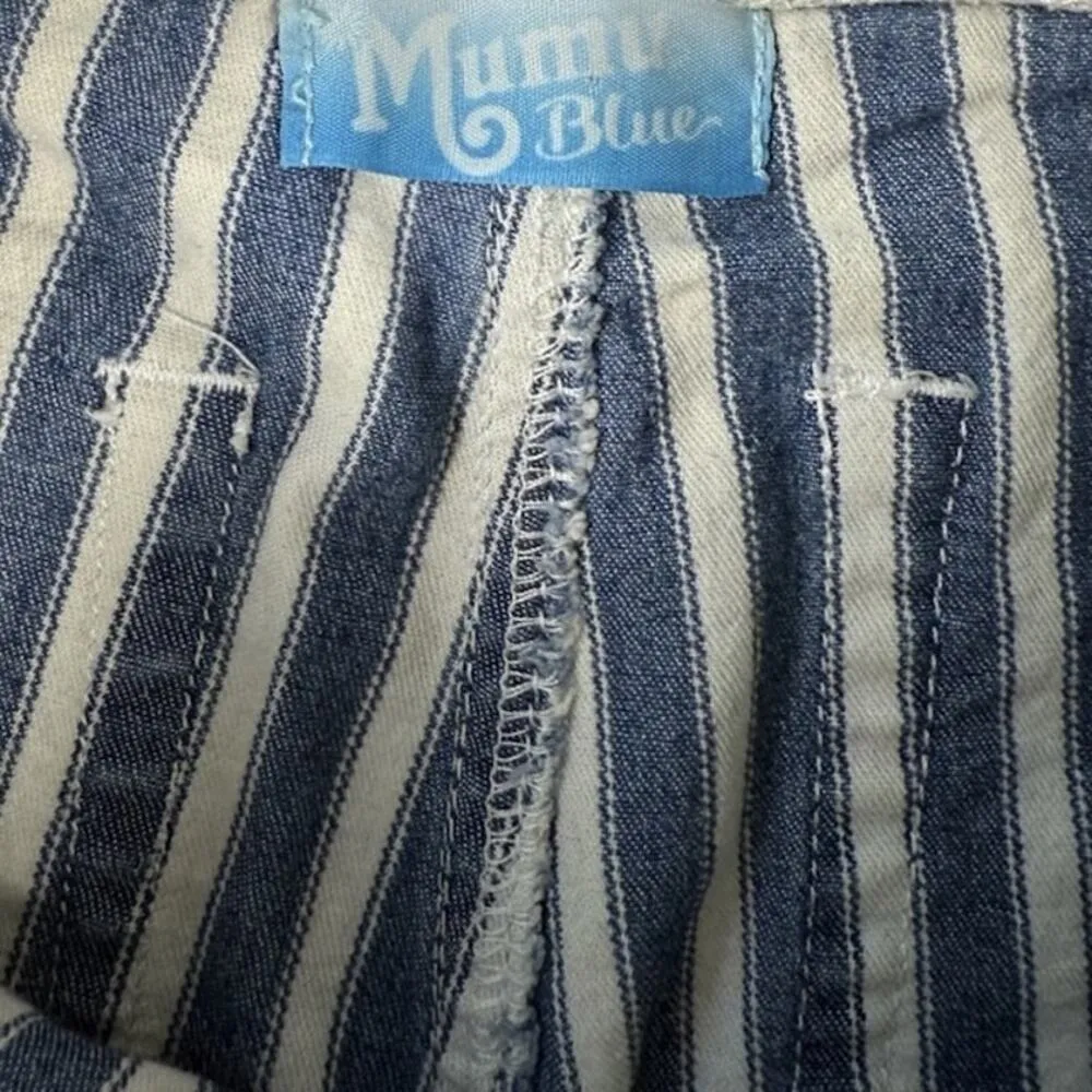 Show Me Your Mumu Womens Berkeley Bell Bottoms Striped Raw Hem Blue Size XS - Image 8